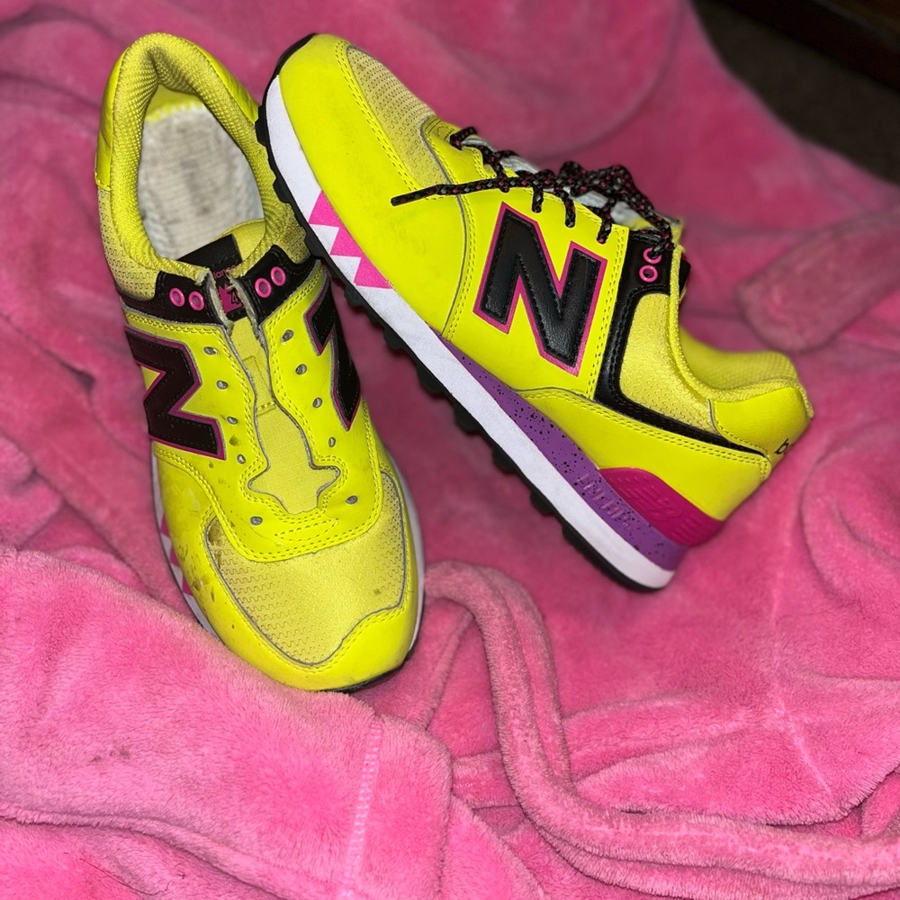 New Balance Lime Green, Pink, White Athletic Shoes